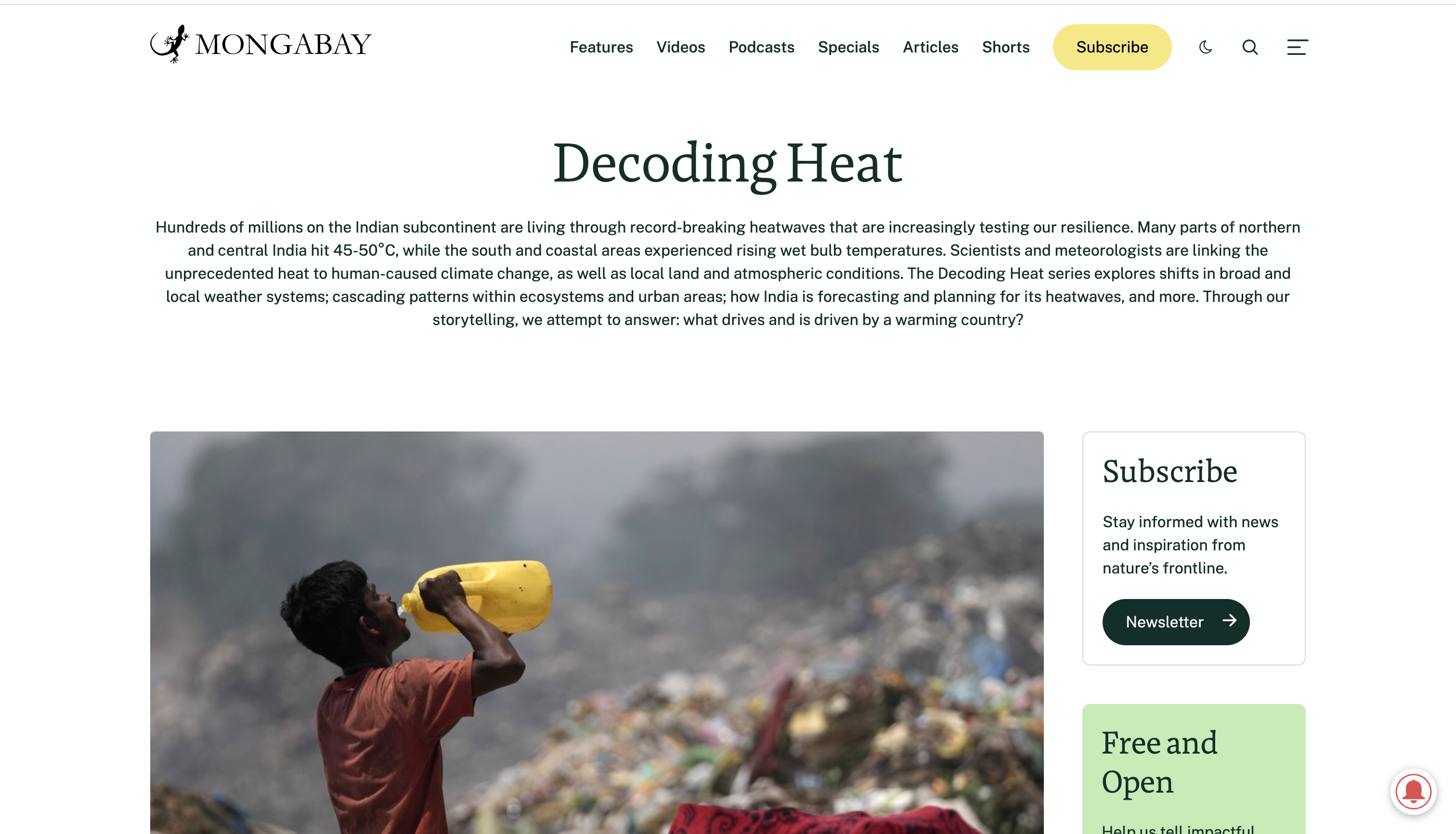 Mongabay Decoding Heat series page